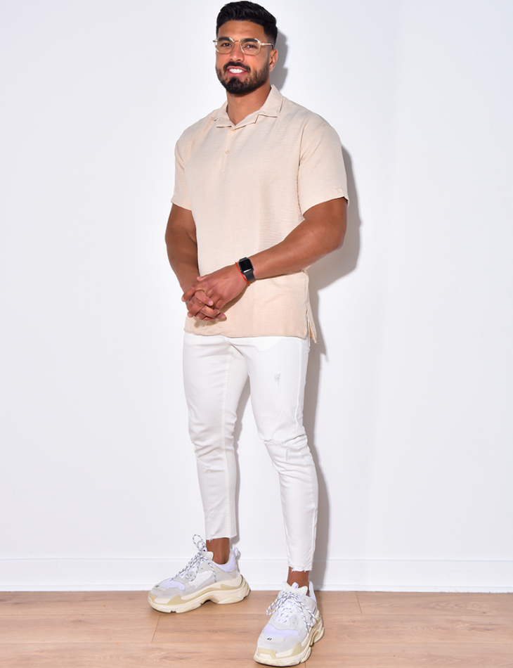 T-shirt fin à boutonner