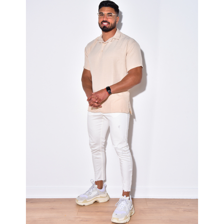 T-shirt fin à boutonner