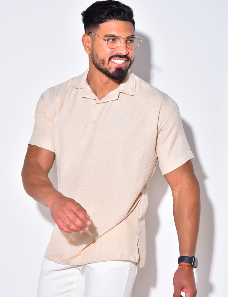 T-shirt fin à boutonner