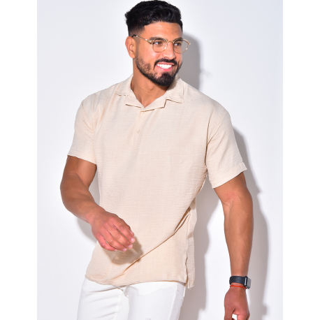 T-shirt fin à boutonner