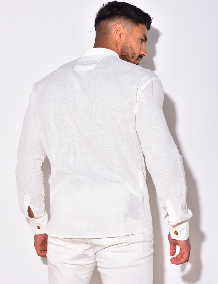 Chemise fine manche longues à petit col