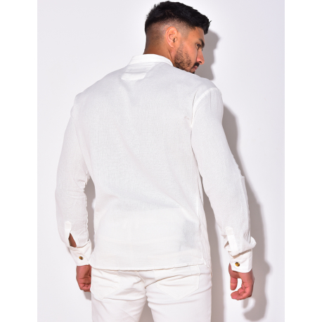 Chemise fine manche longues à petit col