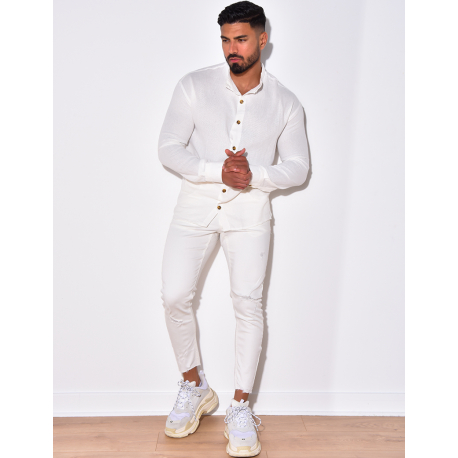 Chemise fine manche longues à petit col