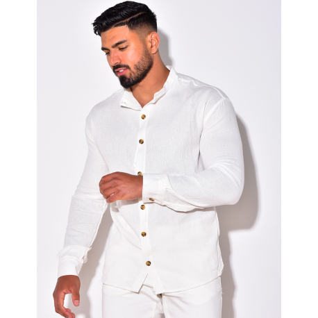 Chemise fine manche longues à petit col