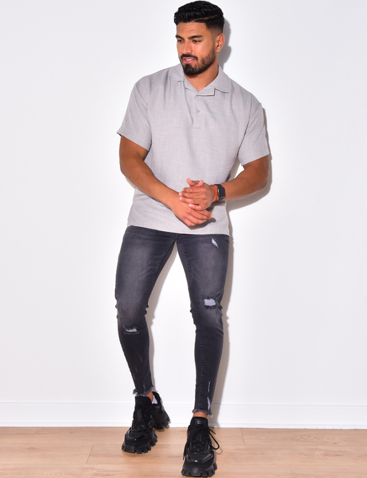 T-shirt fin à boutonner T-shirt fin à boutonner