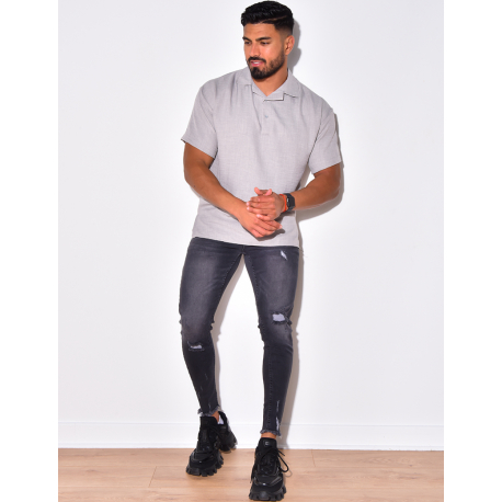 T-shirt fin à boutonner T-shirt fin à boutonner