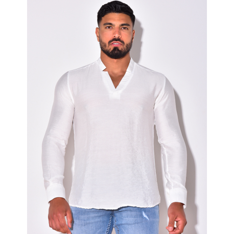 T-shirt fin manche longue col V