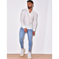 T-shirt fin manche longue col V T-shirt fin manche longue col V