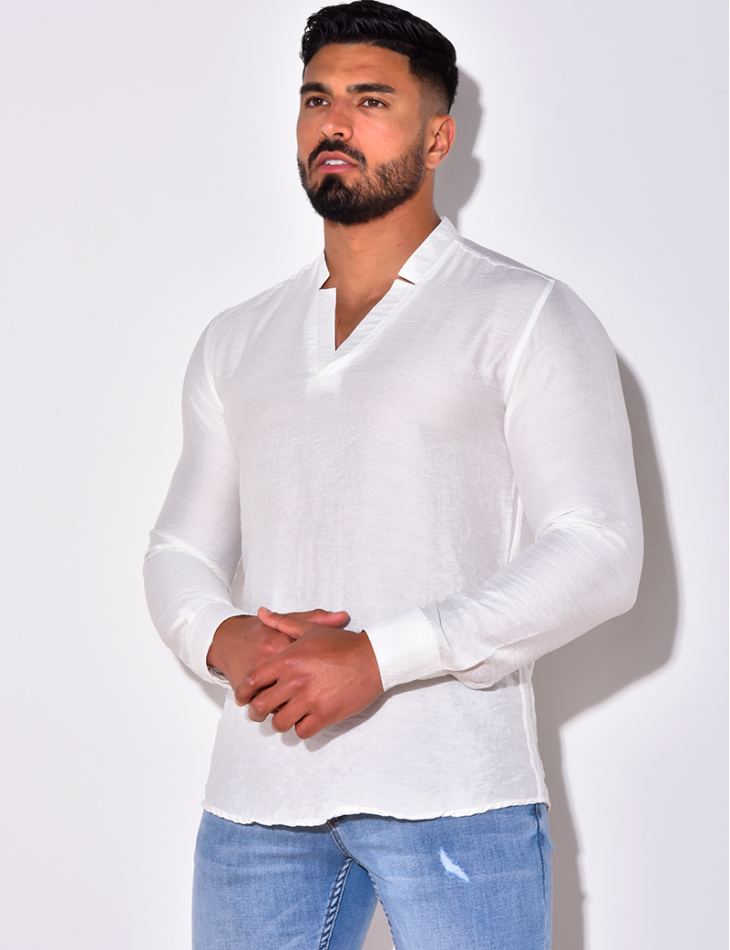 T-shirt fin manche longue col V T-shirt fin manche longue col V