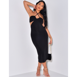 Robe irisée ajourée dos nu à fentes Robe irisée ajourée dos nu à fentes