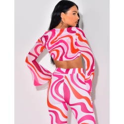 Crop-top transparent à motif à nouer Crop-top transparent à motif à nouer