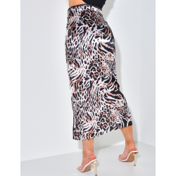 Jupe longue en satin à fente