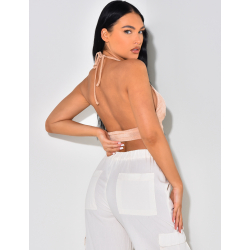 Crop-top à nouer autour du cou avec anneaux Crop-top à nouer autour du cou avec anneaux