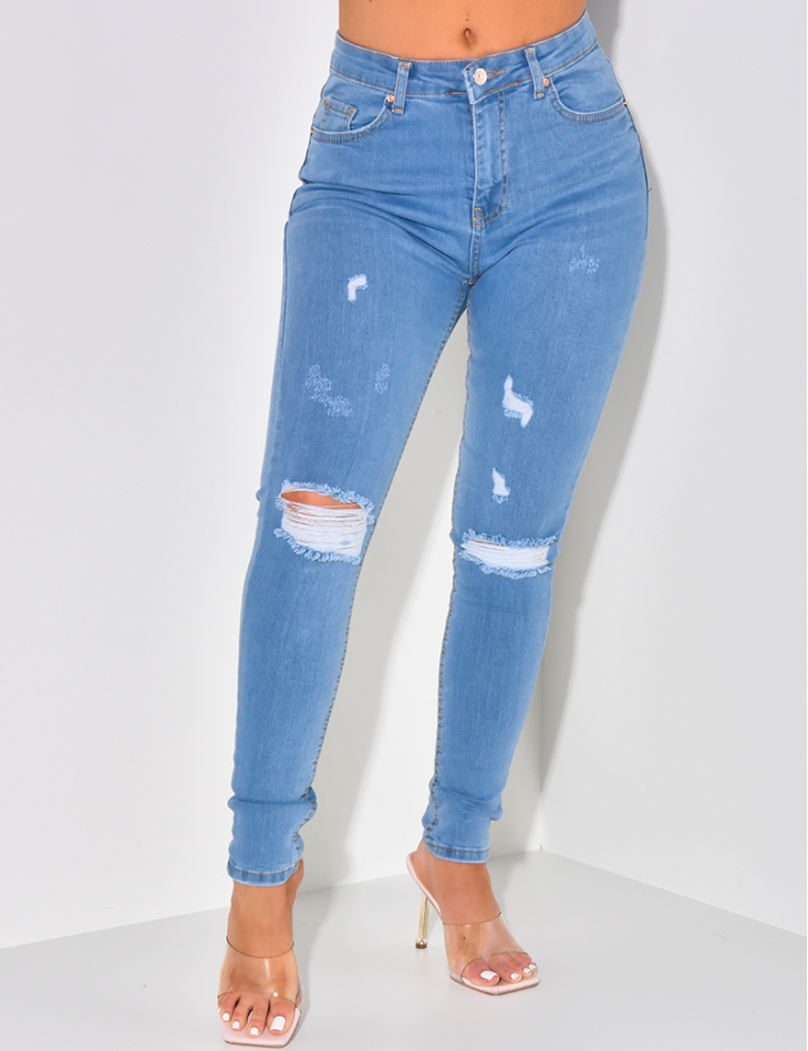 Jeans slim taille haute destroy Jeans slim taille haute destroy