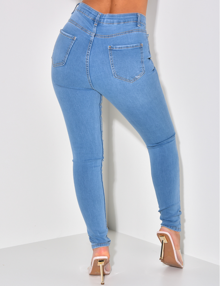 Jeans slim taille haute destroy Jeans slim taille haute destroy