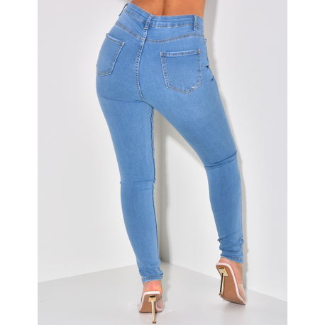 Jeans slim taille haute destroy Jeans slim taille haute destroy