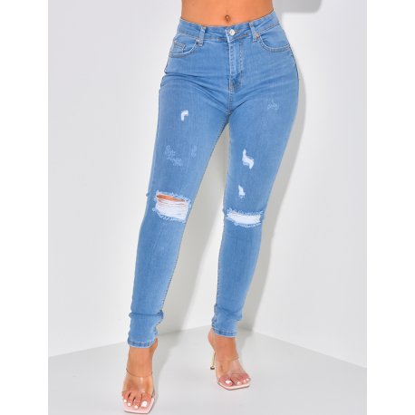 Jeans slim taille haute destroy Jeans slim taille haute destroy