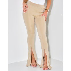 Pantalon fluide pattes d'eph à fente sur le côté Pantalon fluide pattes d'eph à fente sur le côté