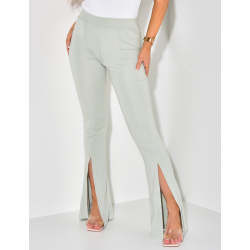 Pantalon fluide pattes d'eph à fente sur le côté Pantalon fluide pattes d'eph à fente sur le côté