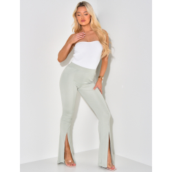 Pantalon fluide pattes d'eph à fente sur le côté Pantalon fluide pattes d'eph à fente sur le côté