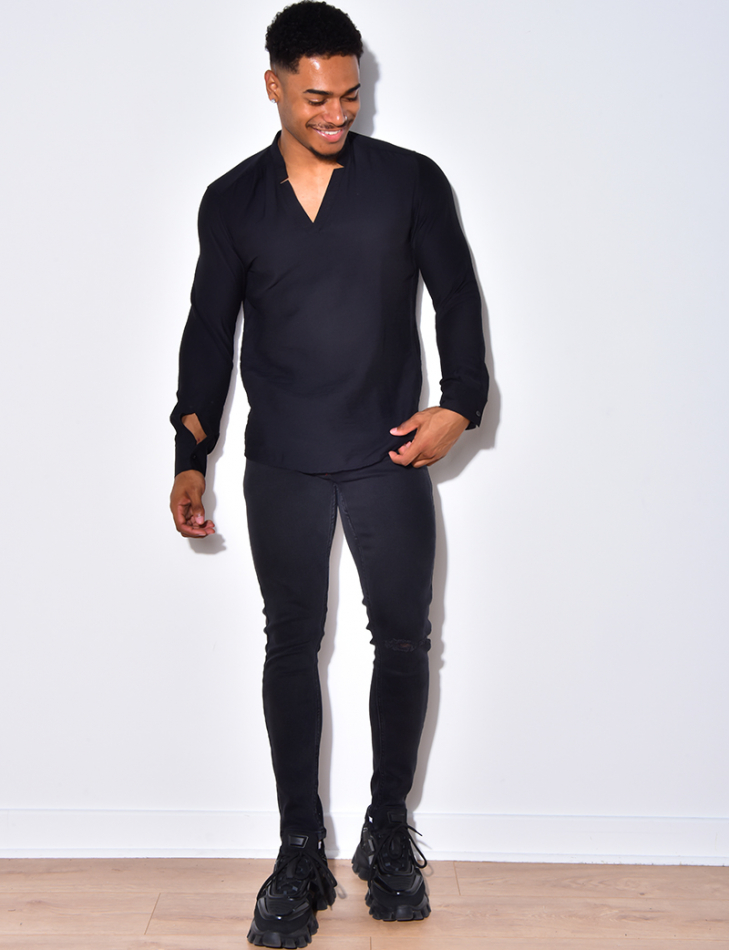 Chemise fin manche longue col V Chemise fin manche longue col V