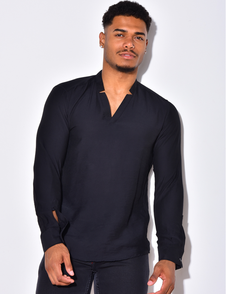 Chemise fin manche longue col V Chemise fin manche longue col V
