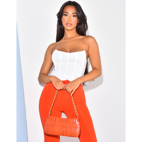 Crop-top effet corset à relief