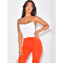 Crop-top effet corset à relief