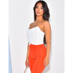 Crop-top effet corset à relief