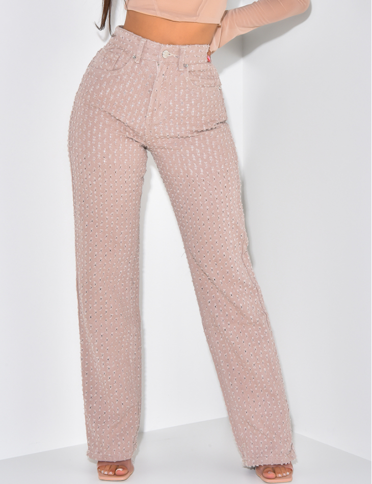 Jeans coupe droite effet déchiré à petits trous