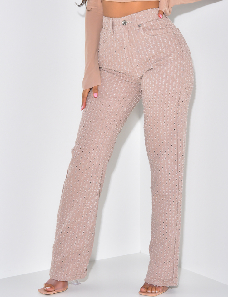 Jeans coupe droite effet déchiré à petits trous