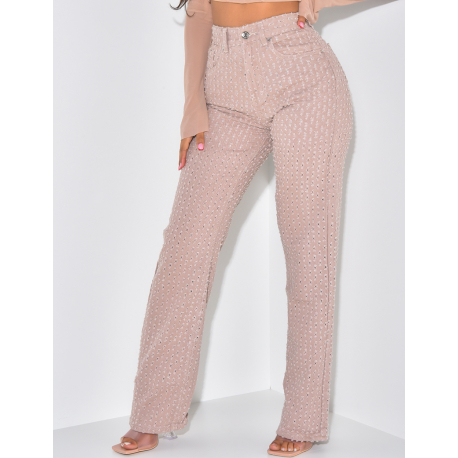 Jeans coupe droite effet déchiré à petits trous