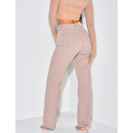 Jeans coupe droite effet déchiré à petits trous