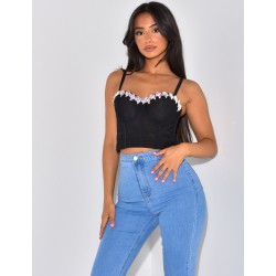 Crop-top corset avec strass