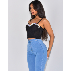 Crop-top corset avec strass