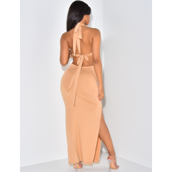 Robe longue ajourée à nouer Robe longue ajourée à nouer