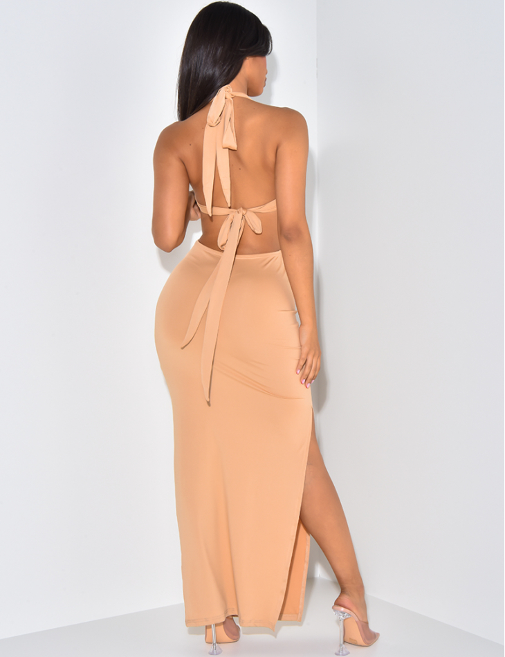 Robe longue ajourée à nouer Robe longue ajourée à nouer