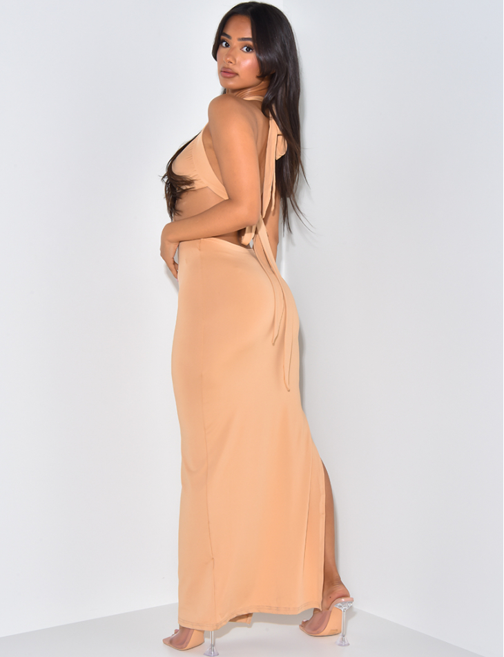 Robe longue ajourée à nouer Robe longue ajourée à nouer