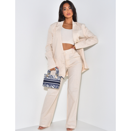 Ensemble pantalon de tailleur et veste de blazer oversize en lin Ensemble pantalon de tailleur et veste de blazer oversize en lin