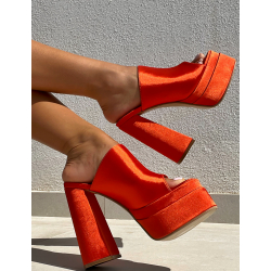Mules compensée en satin Mules compensée en satin