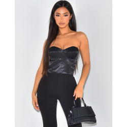 Crop-top effet bustier en satin Crop-top effet bustier en satin