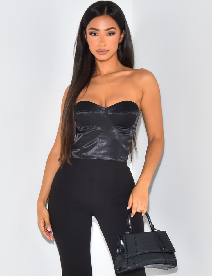 Crop-top effet bustier en satin Crop-top effet bustier en satin