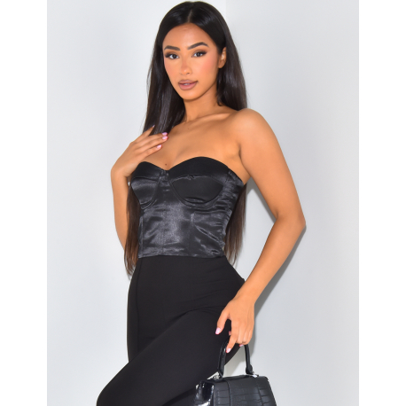 Crop-top effet bustier en satin Crop-top effet bustier en satin