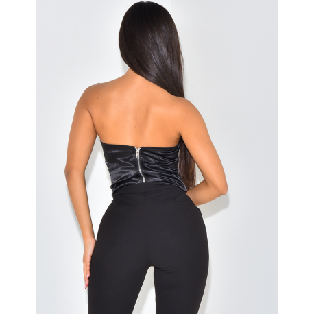 Crop-top effet bustier en satin Crop-top effet bustier en satin