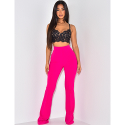 Crop-top en dentelle avec boutons