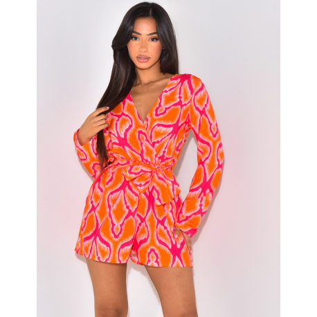 Combishort décoltée à nouer avec motif Combishort décoltée à nouer avec motif