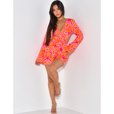 Combishort décoltée à nouer avec motif Combishort décoltée à nouer avec motif