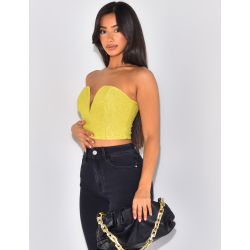 Crop-top effet bustier en relief