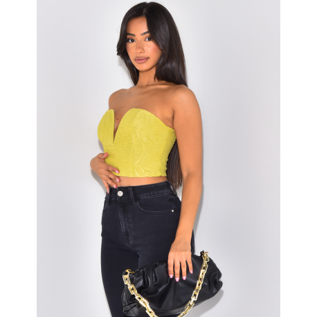 Crop-top effet bustier en relief