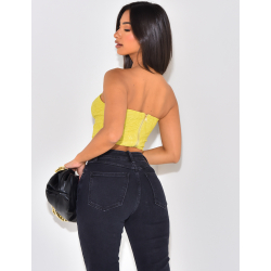 Crop-top effet bustier en relief